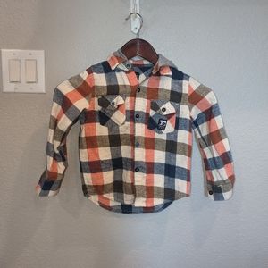Joes fall plaid button up hooded shirt 4t